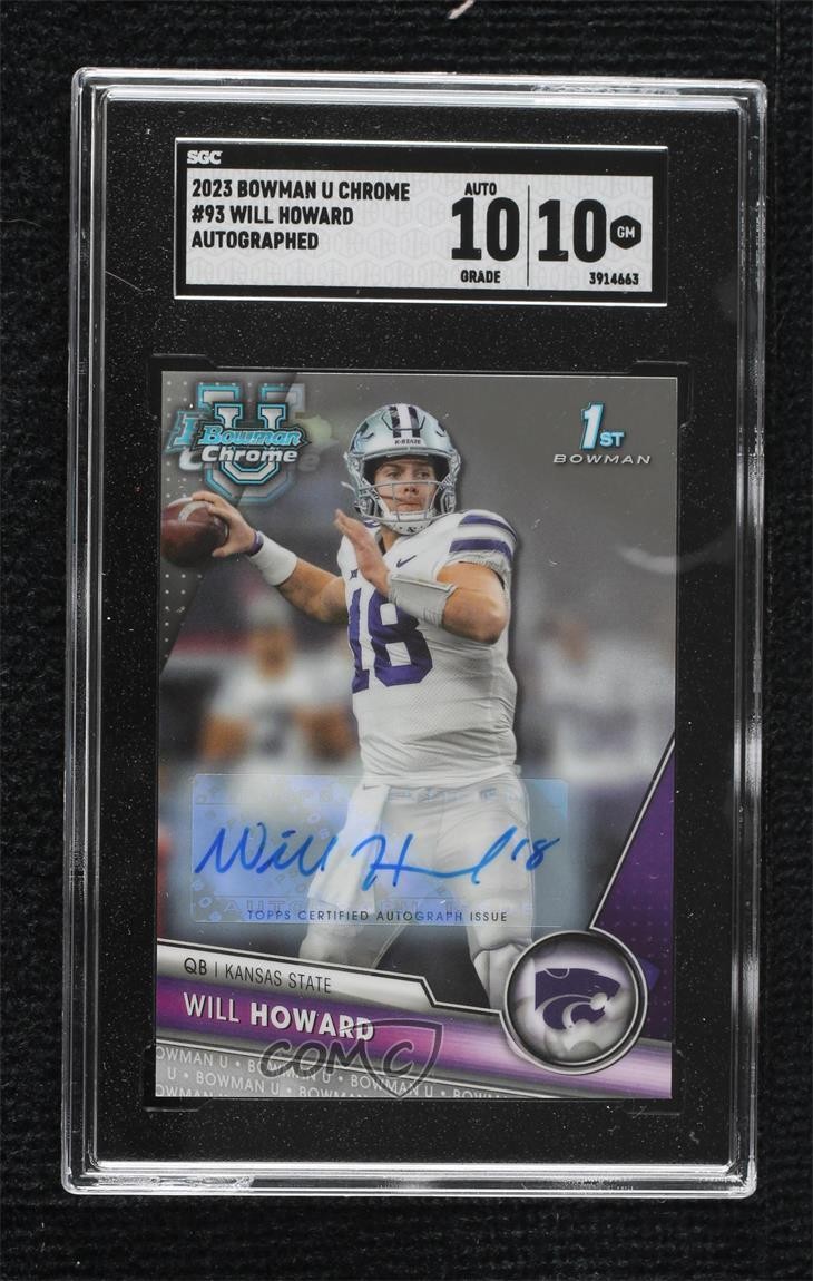 2023 Bowman U Chrome Chrome Prospect Auto Will Howard #93 SGC 10 GEM Auto 15ik