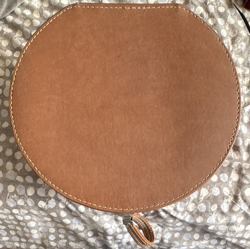 Travins Round Zippered Leather Hat Box Travel Case Brown/Gray Adult Unisex