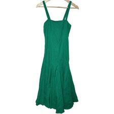 NWT Anthropology Maeve Green Cotton Ruffle Long Sleeveless Maxi Dress Size 0
