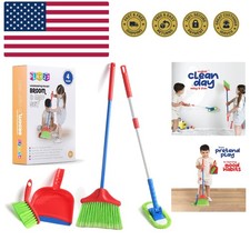 Kids Cleaning Set 4 Piece - Toy Cleaning Set Includes Broom, Mop, Brush, Dust...