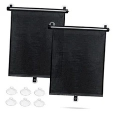  Car Window Shade for Side Windows Sun Shade Retractable for Car 2 Pack Black