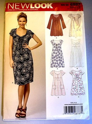 UCFF~New Look 6887 Shift-Dress Umpire Waist Easy to Sew~Sz 6-16