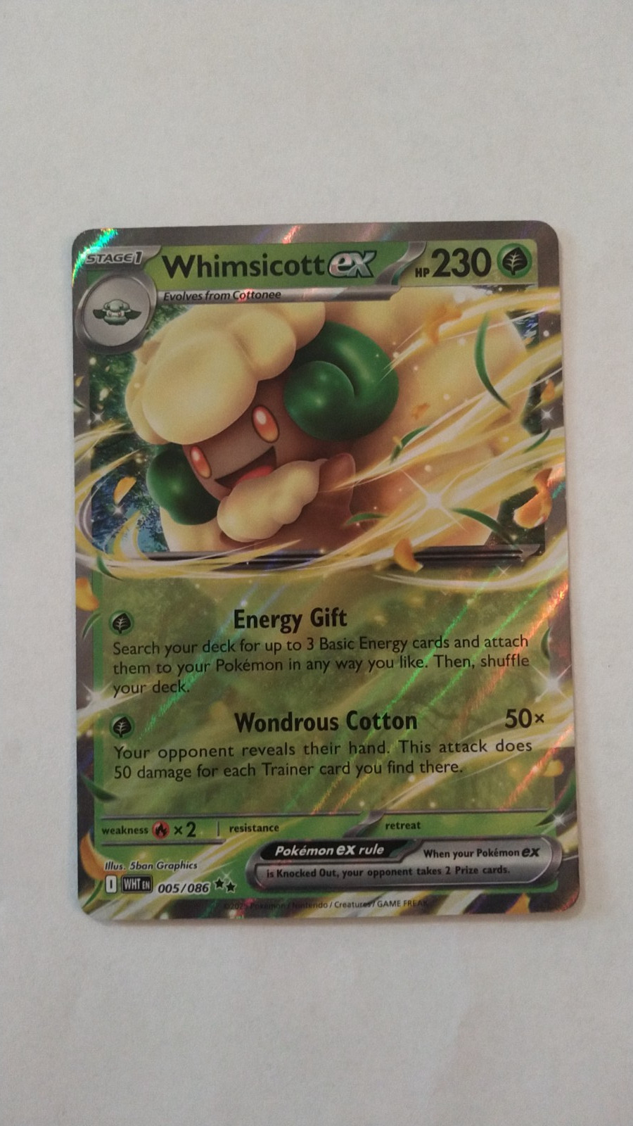 Whimsicott ex 005/086 Sv: White Flare Holo