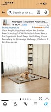 Clear Acrylic Dog Gate, Indoor Pet Barrier, Free-Standing 24" H
