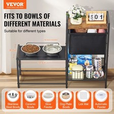  New Pet Feeding Station w/Storage Dog Food Toy Organizer Raised Dog Bowls