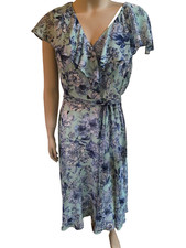 Women's Floral blue green chiffon dress size 16