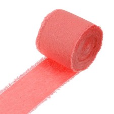 1-1/2"x15 Yd Handmade Fringe Cotton Linen Ribbon Frayed Ribbons Dark Pink