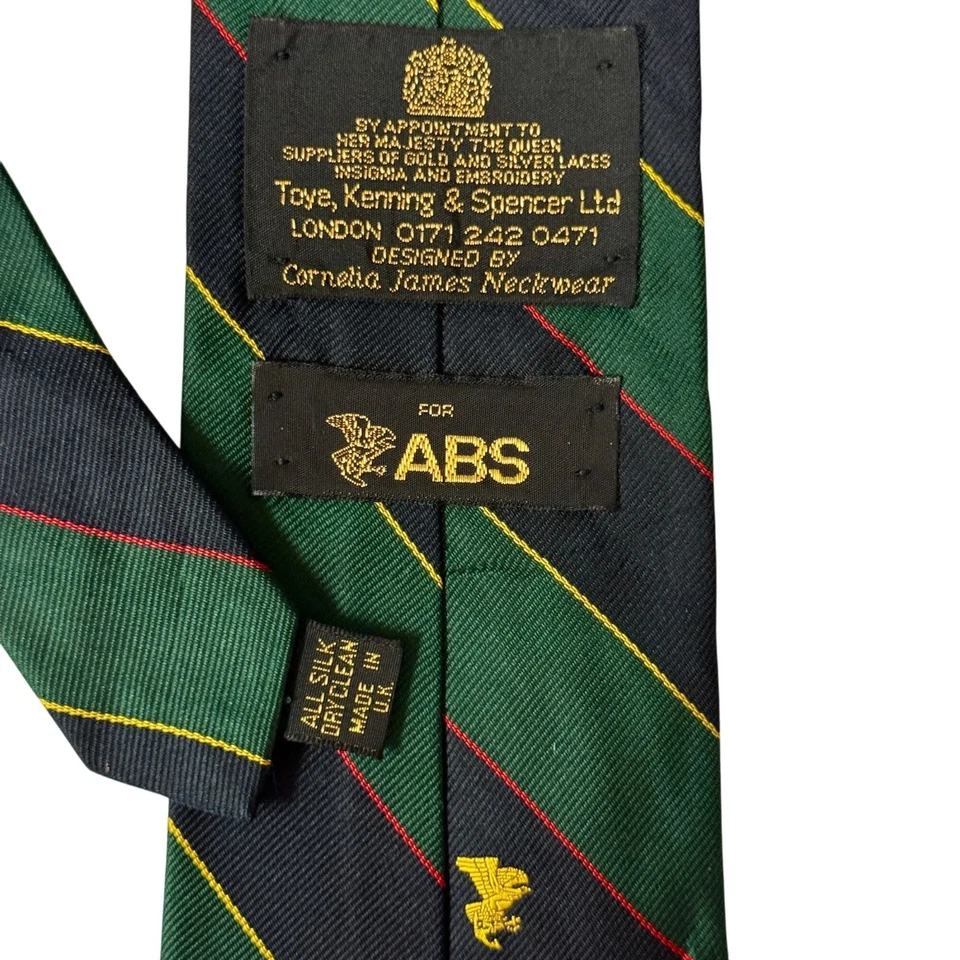 Corbata De Colección Años 80 Cornelia James Para Hombre Verde Negro Rayas Seda Dorado CUESTA DE ÁGUILA Foto 3 de 3