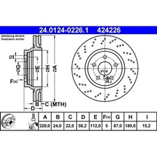 Bremsscheibe ATE 24.0124-0226.1 (2 Stk.) für Mercedes-Benz SL Bremsscheibe ATE 24.0124-0226.1 (2 Stk.) für Mercedes-Benz SL