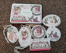 Cavallini & Co. Cats & Dogs Christmas Gift Tags in Tin Lot of 29