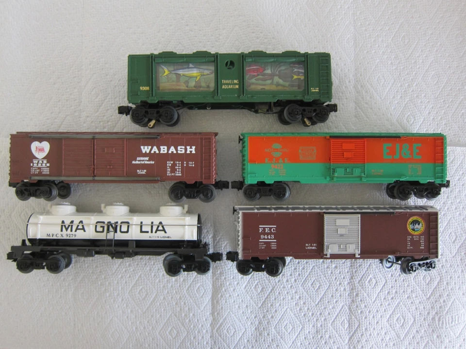 LIONEL "O" or "0-27" FREIGHT CARS, 5ea. w/OPERATING AQUARIUM CAR-NICE! $12 SHIP! - Image 2 of 4
