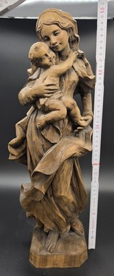 Große Madonna mit Kind Holzfigur handgeschnitzt Hans Schwarz Saulgrub 1978 ~45cm