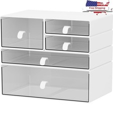 5 Drawer Stackable Storage Organizer Makeup Office Supplies Jewelry Toys New