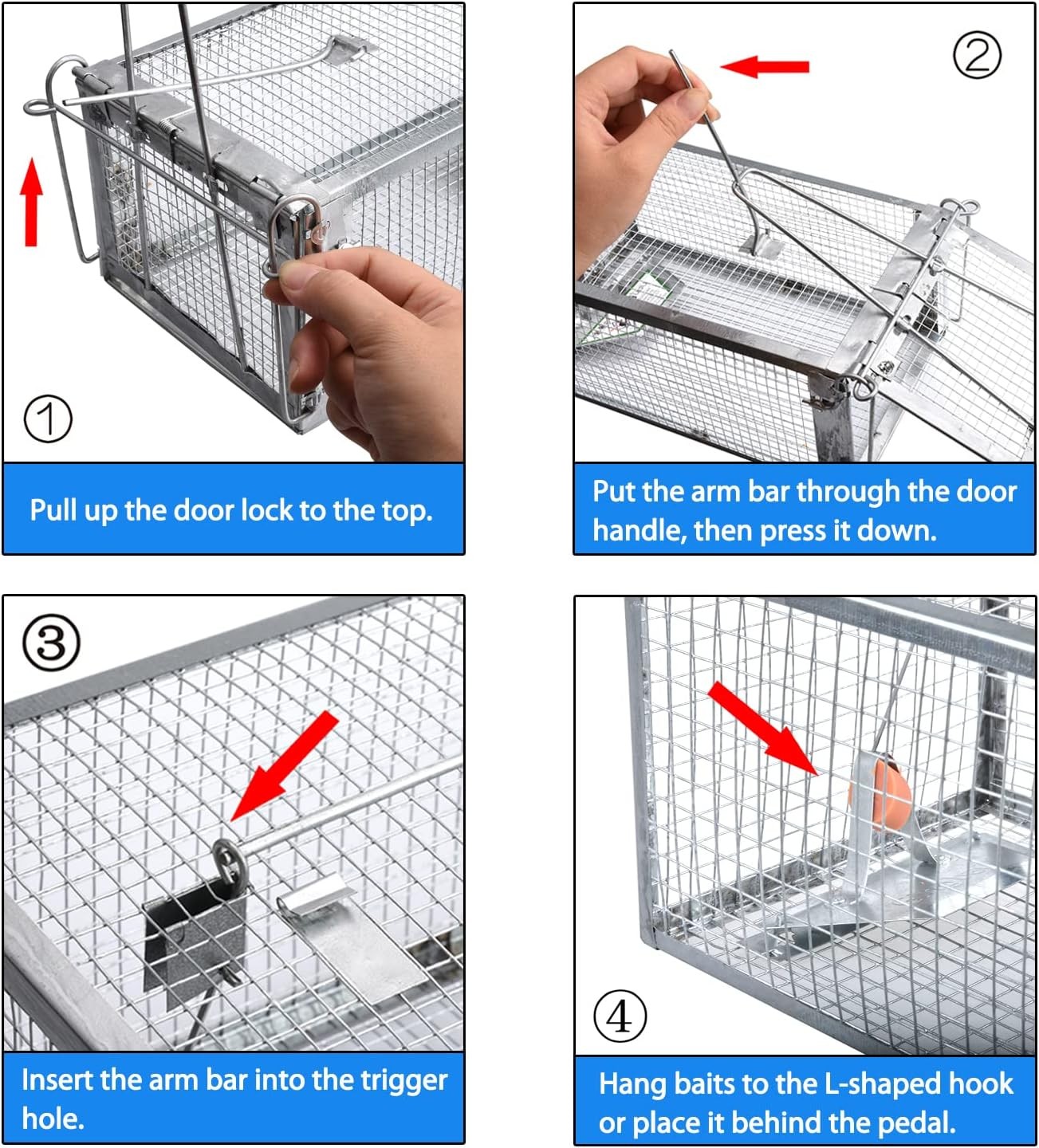 Gingbau Rat Trap Humane Live Mouse Chipmunk Cage – Medium, Silver 