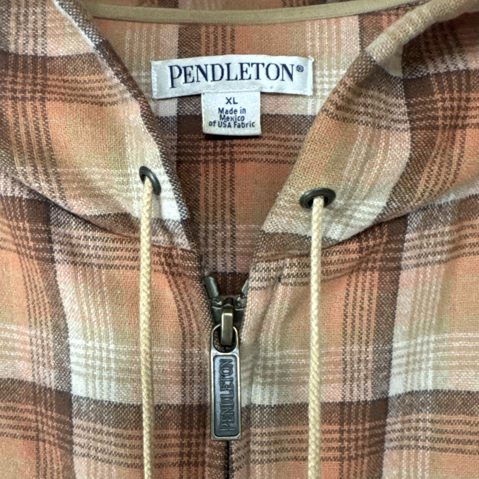 Pendleton Virgin Wool Plaid Full Zip Hoodie Shackett - Women’s XL - Western - Image 4 of 4