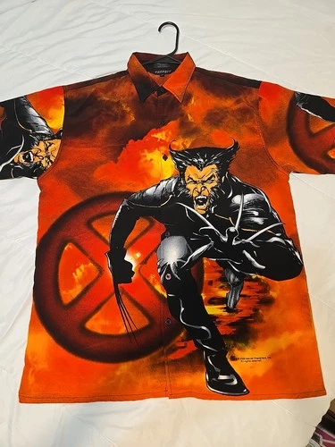 Vintage 2000 Changes Wolverine X-men Shirt Men Med Button Down Marvel Comics Y2K