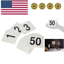 1 to 50-Double Side Plastic Table Numbers, 4 by 4 Black on, White