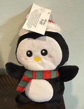 Merry & Bright Christmas Holiday Dog Toy Penguin Plush Squeaker