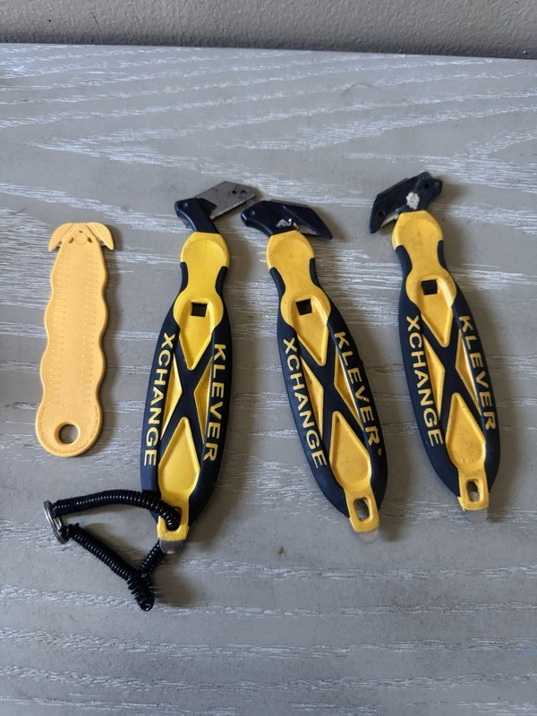 3 Pc Klever Xchange box cutters, box opener, carton cutter Made in USA + 1 Small