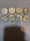 Lot of 9 Washington U.S. Quarters 1960 to 1964 90% silver