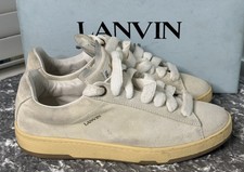 Lanvin Lite Curb Low White Suede Sneakers Men  s EU 44 US 11 w/ Box