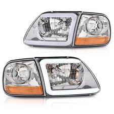 LED DRL Strip Headlights Clear Lens Fit Ford Expedition 1997-2002