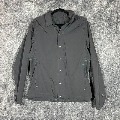 Lululemon Shirt Mens Medium Gray Outdoor Tough Train Jacket Vented LM3DITS Snap