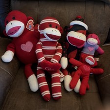 Sock Monkey Valentine Red One Lot Of Five