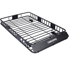 64" Black Steel Roof Rack Basket - Rooftop Cargo Carrier Top Mount for SUV/Truck