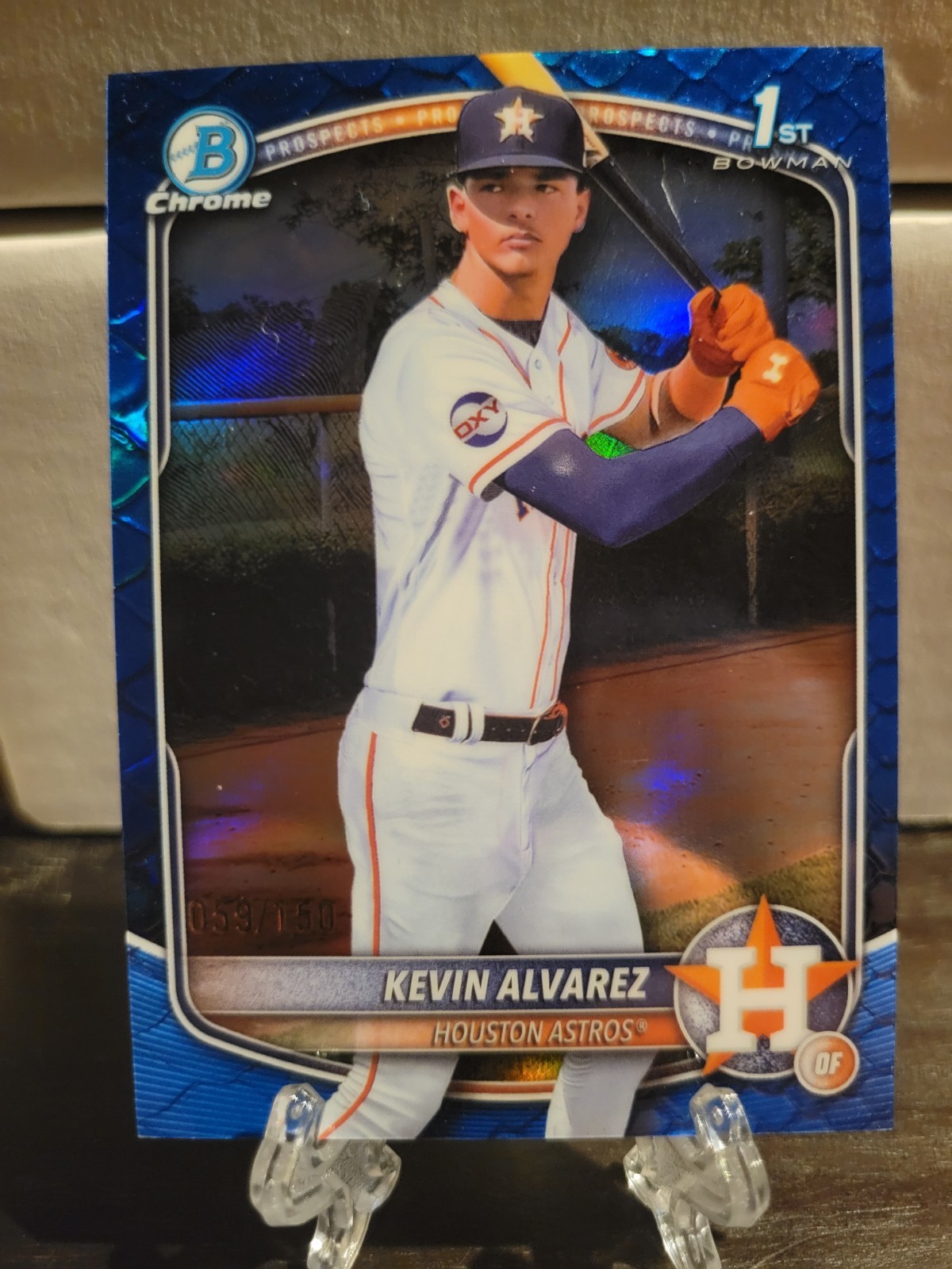 2025 Bowman Chrome Kevin Alvarez 1st Reptilian Blue Refractor /150