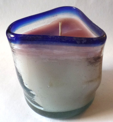 Multicolor Wax Candle in Abstract Translucent Glass Jar (d)