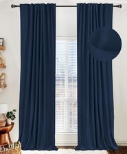 Linen Blackout Curtains for Bedroom 108 Inches Long, Back