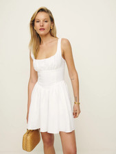Reformation Daria Linen Dress in White Summer