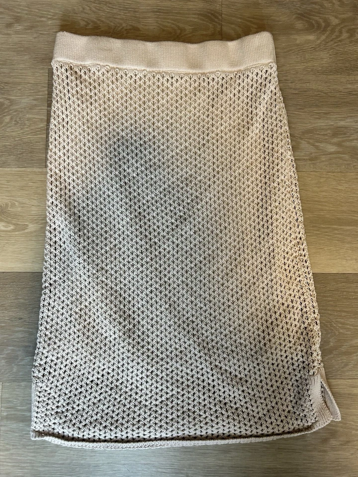 Nine West 针织中裙女式大号米色内衬弹力腰侧开衩 — 第 3/4 张图片