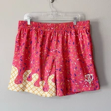 Baseball Lifestyle 101 Men's Size XL Ice Cream Drip Shorts Strawberry Pink
