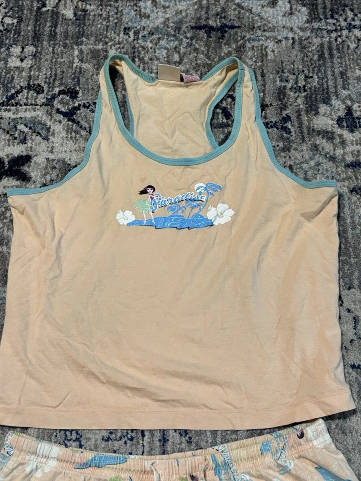 Lindo conjunto sin mangas vintage Y2K Xhilaration talla mediana recortado con cuentas tejido elástico Foto 2 de 4