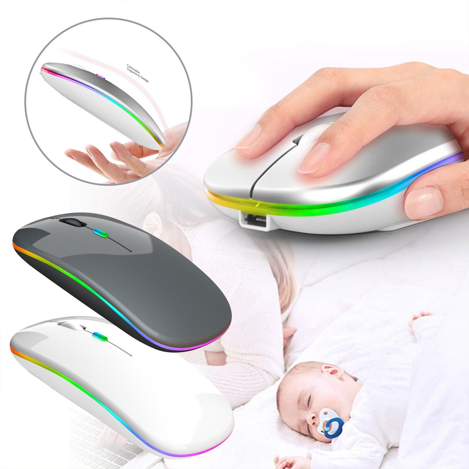 Silent Wireless Bluetooth Mouse Compatible with Multiple Devices-image