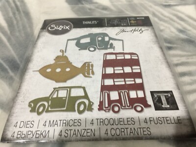 Sizzix Tim Holtz Wacky Transport #1 Thinlits Die Set Car Submarine Camper New