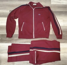 Vintage 1970s Lacoste Track / Sweat Suit Jacket Pants Maroon Burgundy Large L
