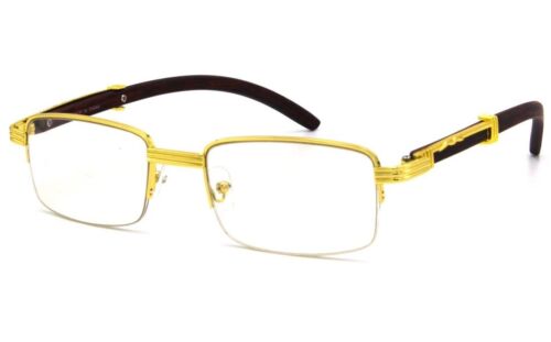 Retro Wood Buffs Vintage Style 90s Eye Glasses Square Frame Clear Lens Glasses 