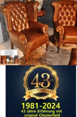 Chesterfield Ohrensessel 1 X Queen King Semi Aniline S Leder