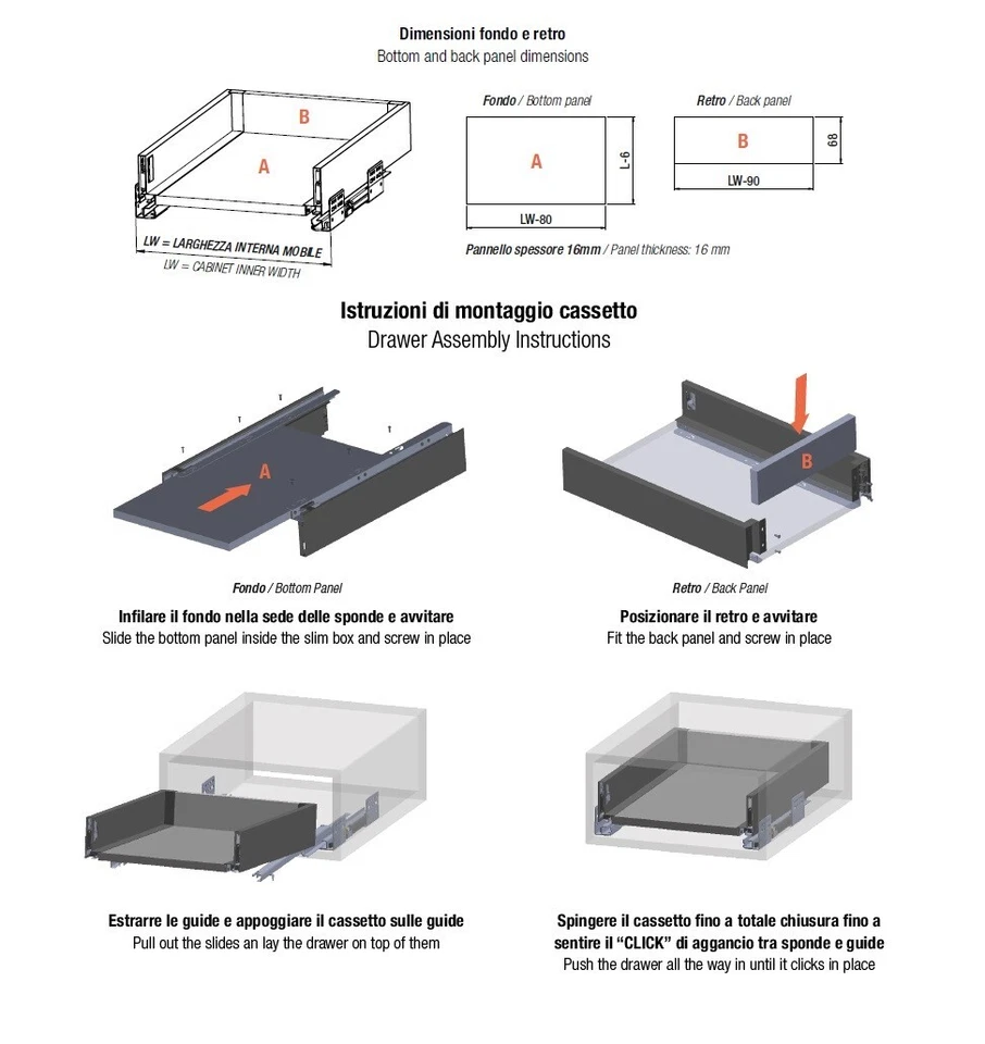 Coppia GUIDE SPONDINE Cassetto Portata 45 kg Estrazione Totale 4 Altezze - SP-SL - Immagine 4 di 4