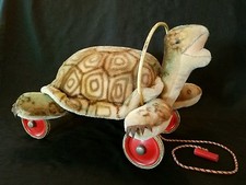 Vtg 1950's Rare Hard to Find Large Childs Steiff Turtle Ride-On Wheels Pull Toy