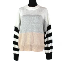 AllSaints Nicoli Sweater Jumper Colorblock Stripe Crewneck Mohair Blend Size M 