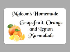 x21 Grapefruit, Orange and Lemon Marmalade Stickers Personalised Jar Labels