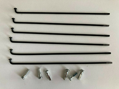 6 Stück 187 mm 12G Elektrofahrrad E-Bike Laufrad Stahlspeichen und Nippel schwarz