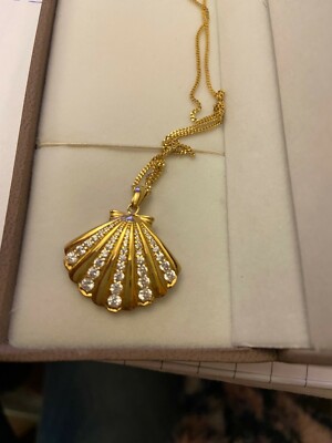 Escape by Melissa Odabash Shell Pendant 50cm Chain Silver Yellow Gold  Plated UK