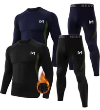  Thermal Underwear, Men's Base Layer,2 Sets Long Johns Lined with Hunting Gear 