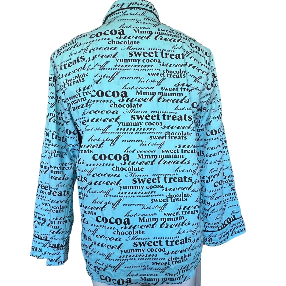 Conjunto de Pijama La Senza Chocolate Lover Pantalones Top Azul Marrón Cintura Elástica Med Foto 3 de 4