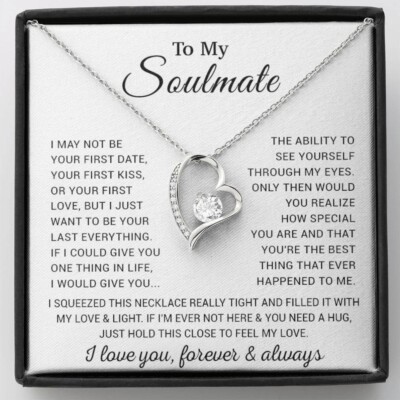 To My Soulmate Necklace, Valentine Gift for Wife, Girlfriend Anniversary Pendant